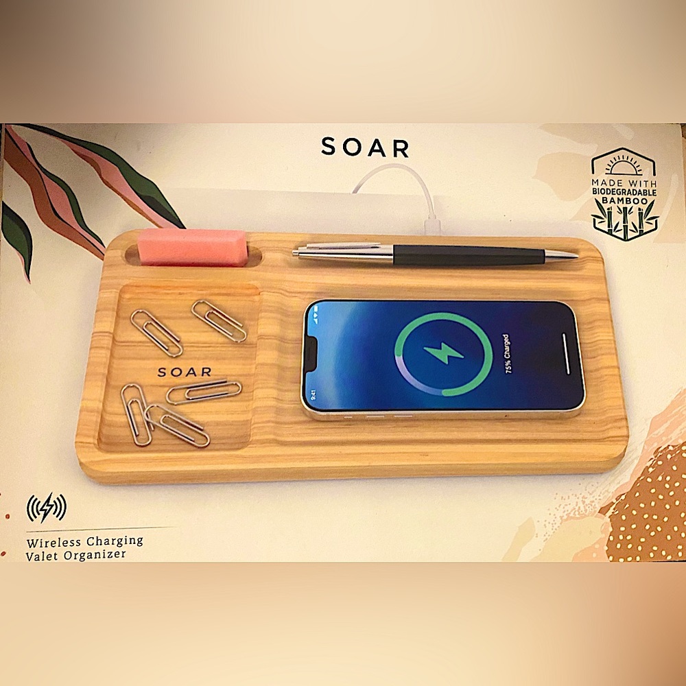 Bamboo Wireless Charging Valet Organizer - Soar